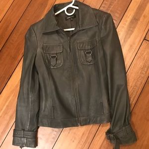 New European Gray 100% genuine leather jacket.